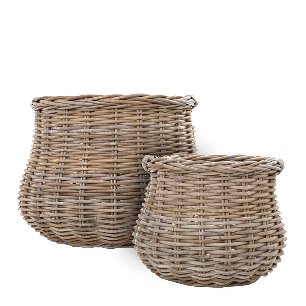 Cancun Rattan Baskets Set Of 2- Natural - Notbrand