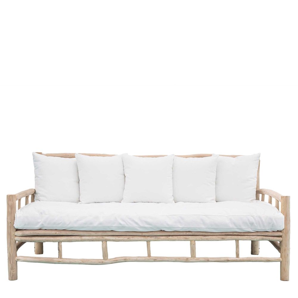 Bermuda Dolken Wood Sofa With Cushions - Natural - Notbrand