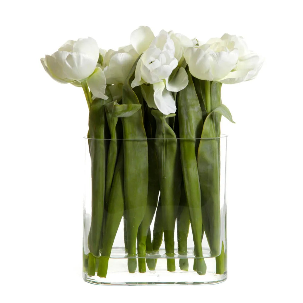 Artificial Tulip In Water In Vase - White - Notbrand