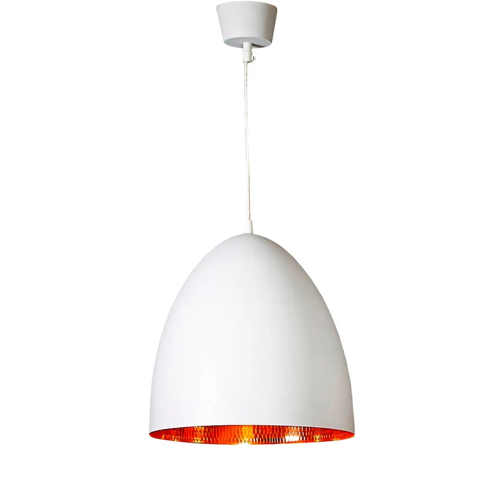 Egg Ceiling Pendant - White And Copper - Notbrand