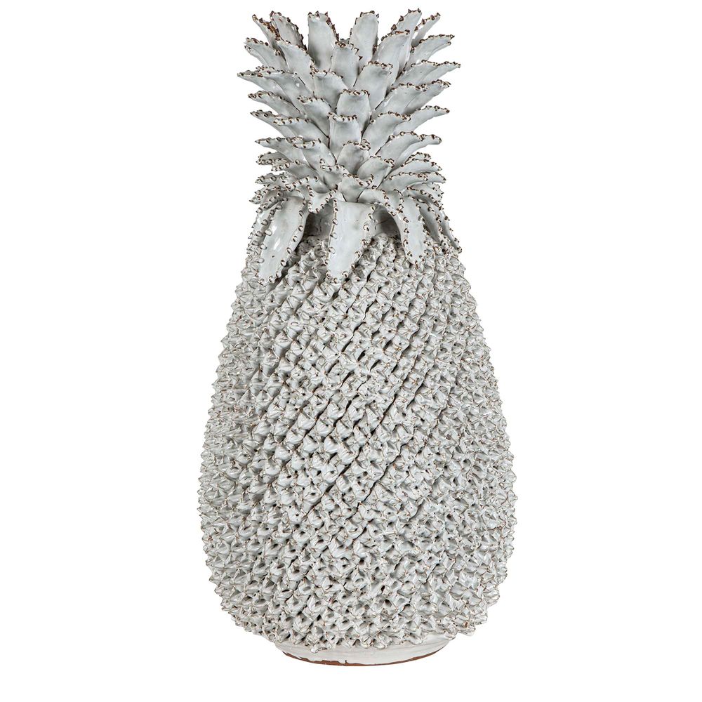 Pineapple Ceramic Vase In White - Large - Notbrand