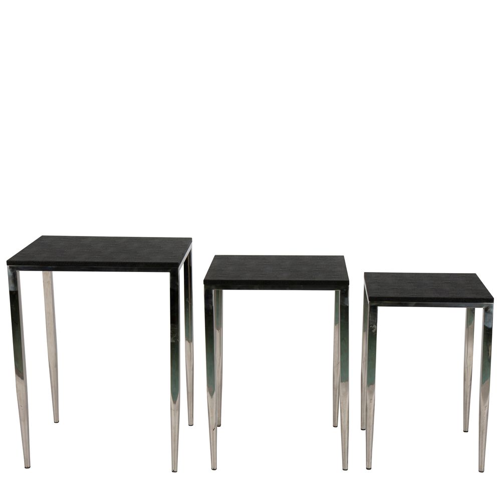 Alor Shagreen Tables In Black - Set Of 3 - Notbrand