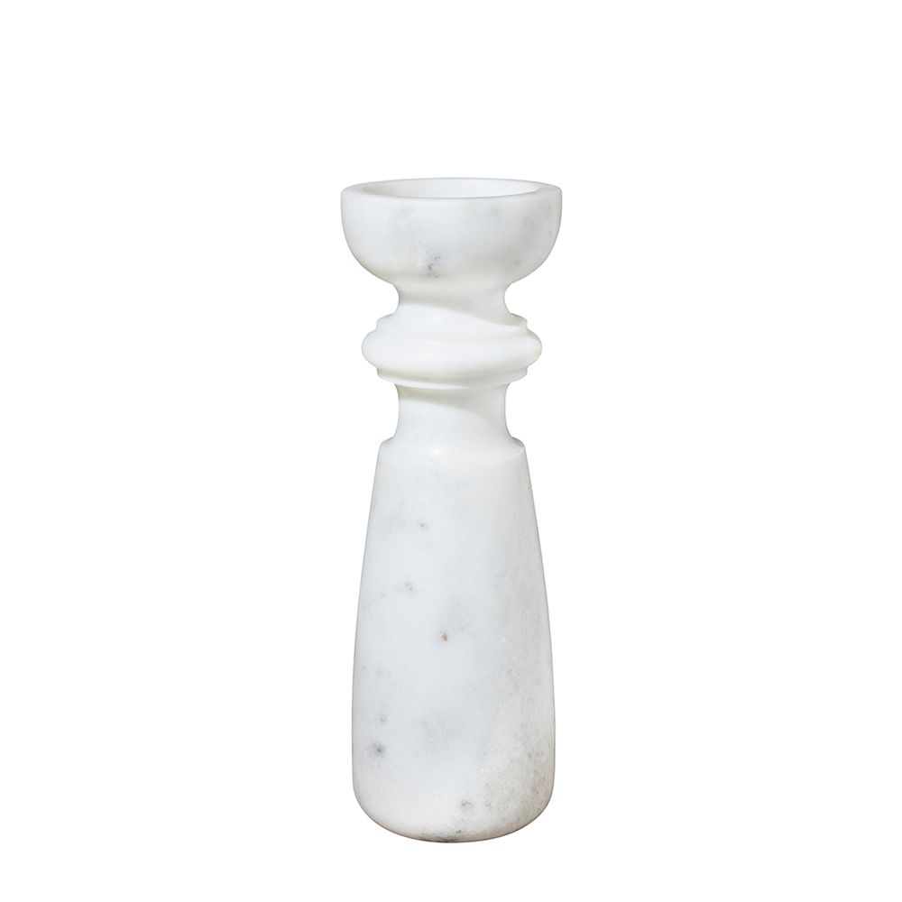 Jasmine Marble Candle Stick In White - Medium - Notbrand