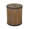Denver Elm Wood Drum Side Table - Natural - Notbrand