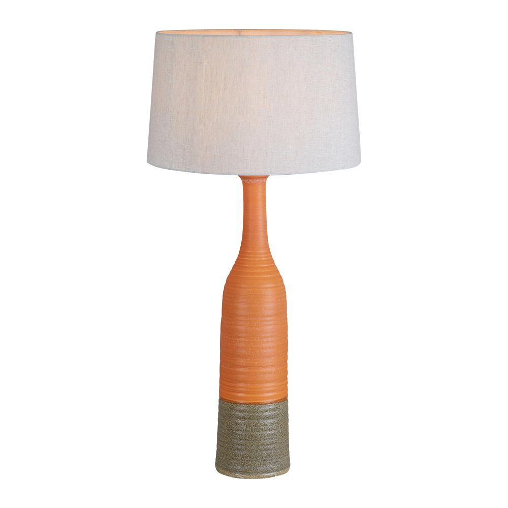 Potters Large - Tall Thin Glazed Ceramic Table Lamp - Orange/Brown - Notbrand