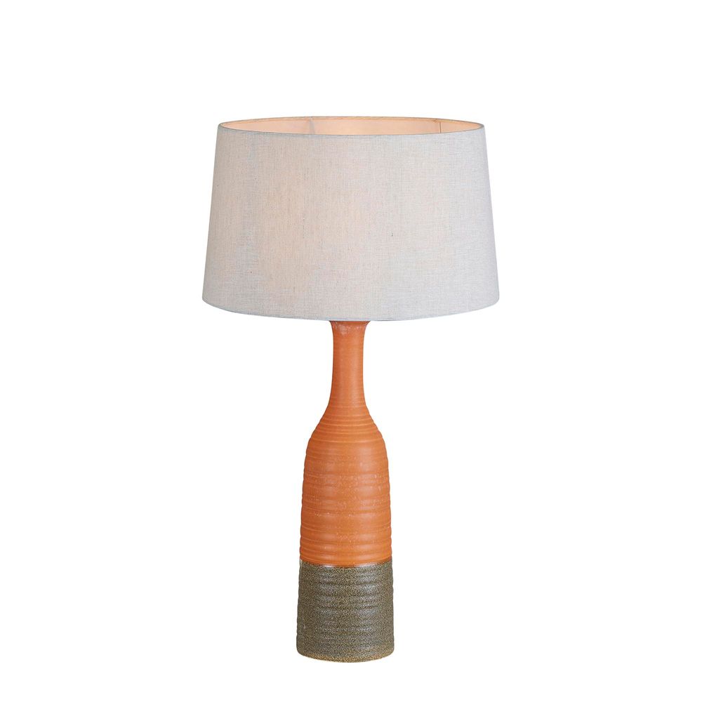 POTTERS TALL THIN GLAZED CERAMIC TABLE LAMP in ORANGE/BROWN - SMALL - Notbrand