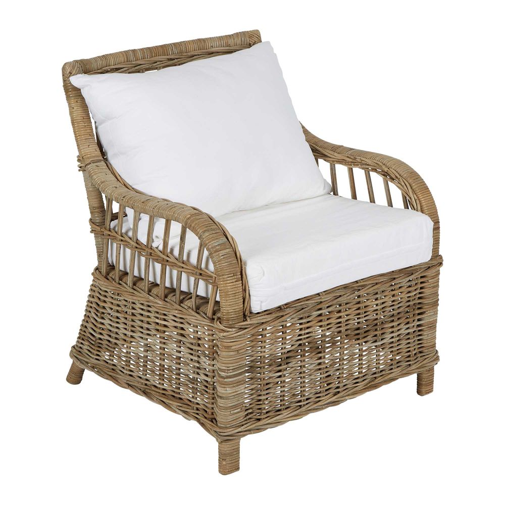 Kubu Rattan Armchair With Cushions - Natural - Notbrand