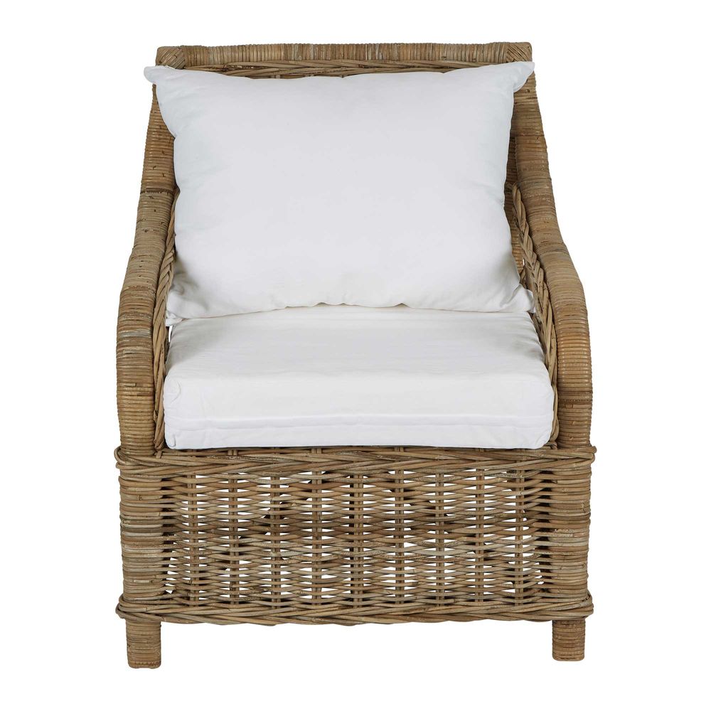 Kubu Rattan Armchair With Cushions - Natural - Notbrand