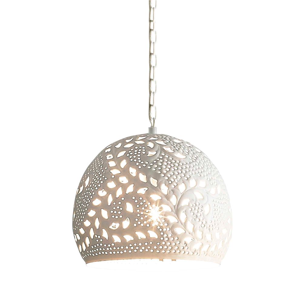 Coral Iron Ceiling Pendant In White - Small - Notbrand