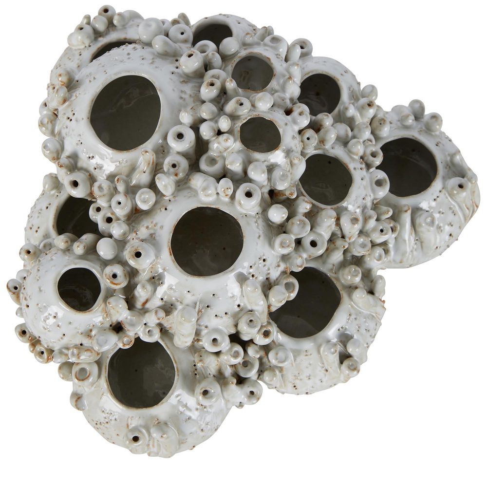 Tobago Coral Cluster Ceramic Vase Sculpture - White - Notbrand