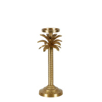 Raffles Aluminum Palm Candle Stick In Gold - Small - Notbrand