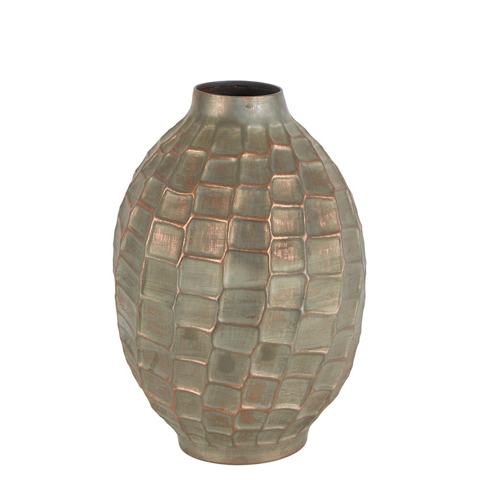 Inga Distressed Iron Vase In Grey - Large - Notbrand
