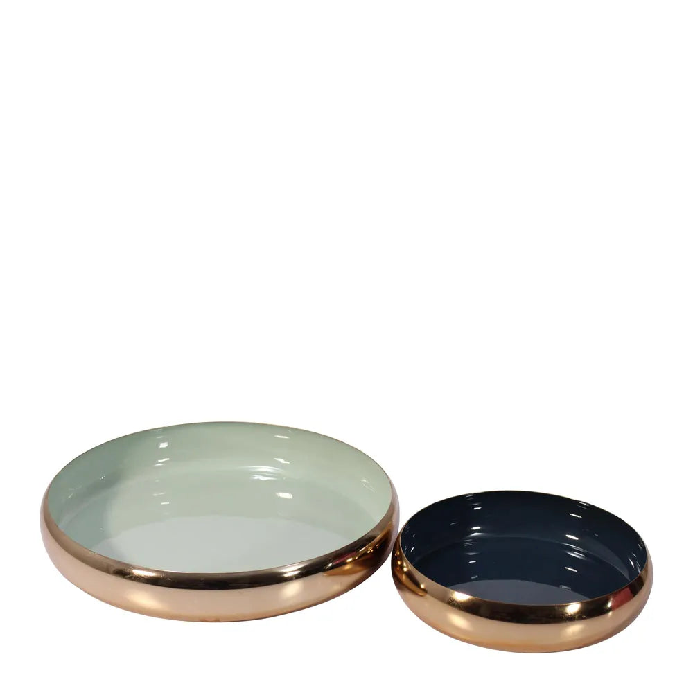 Set of 2 Toby Décor Brass Bowls - Blue & Grey - Notbrand