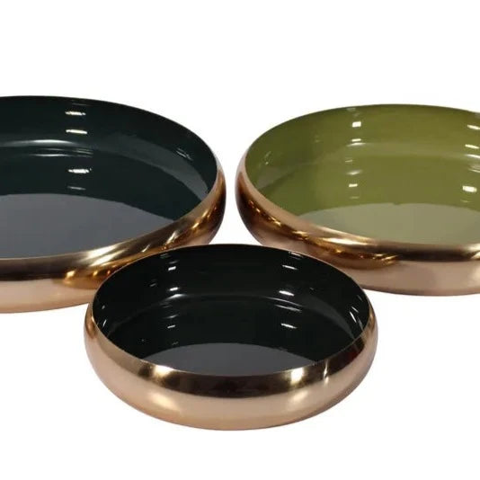 Set of 3 Toby Décor Brass Bowls - Olive Forest - Notbrand