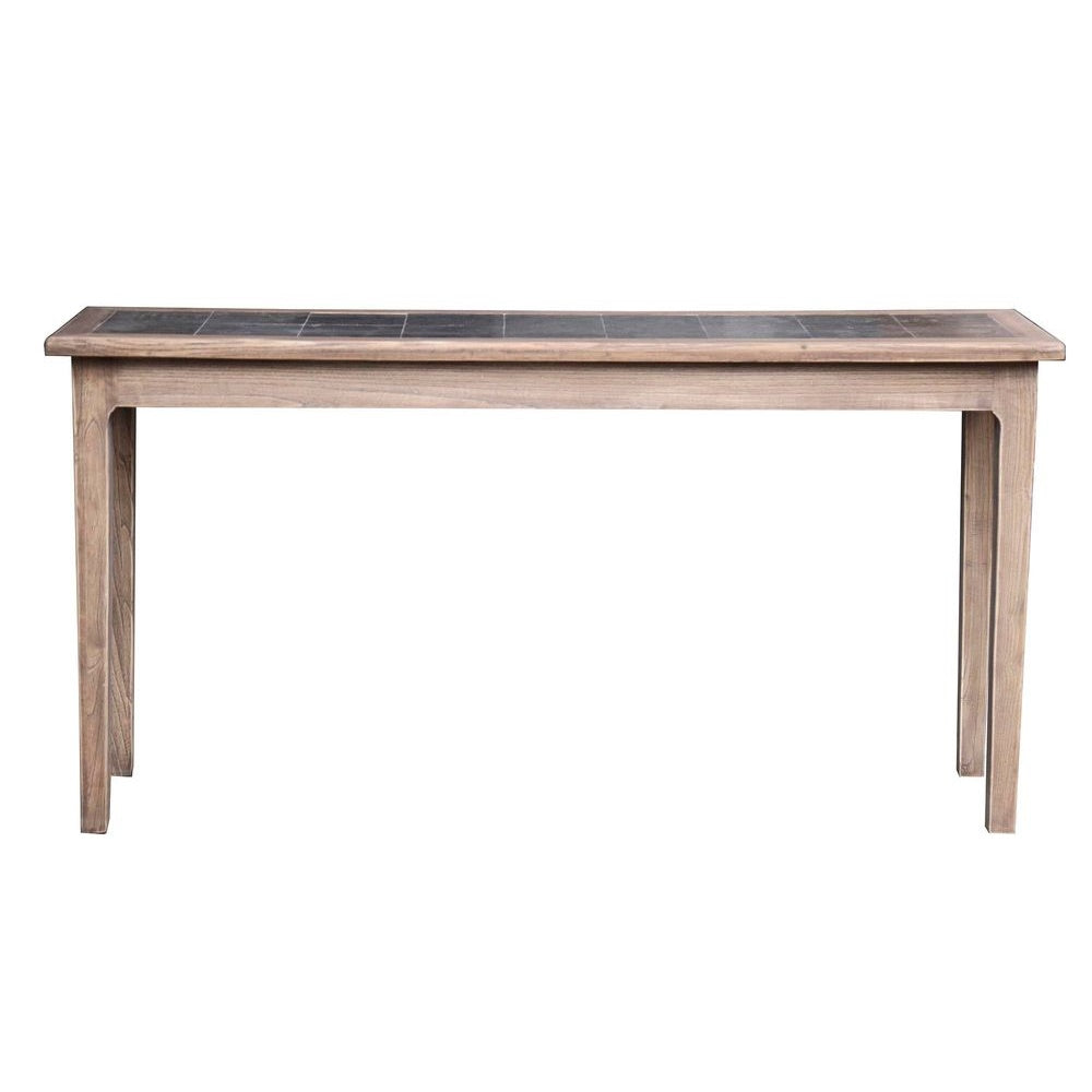 Elm Wood Console Table with Blue Stone Top - Natural - Notbrand