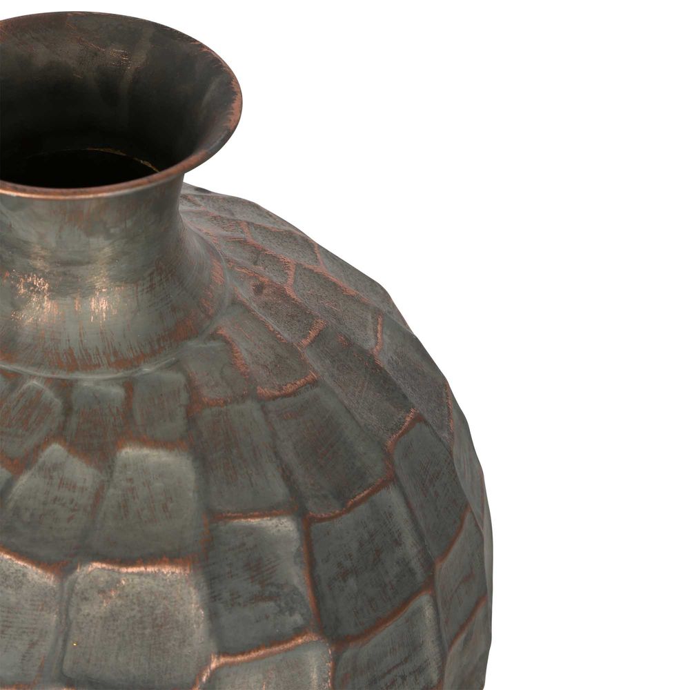 Inga Distressed Iron Vase Grey - Small - Notbrand