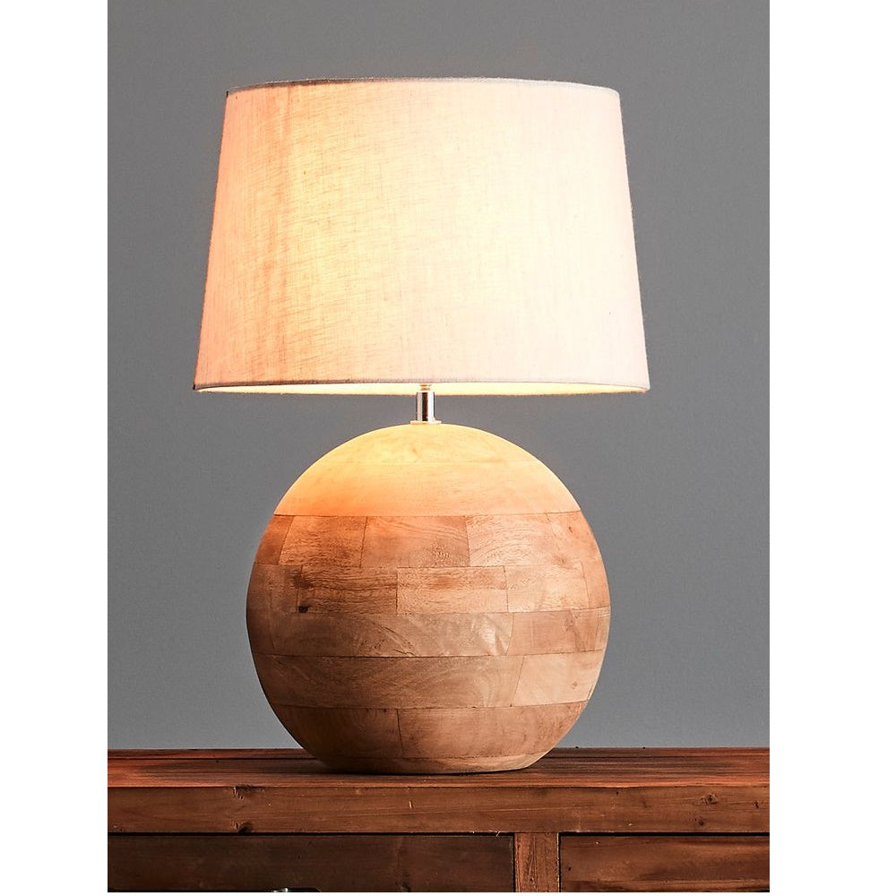 Boule Small - Turned Wood Ball Table Lamp - Natural - Notbrand