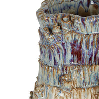 Chiselled Bark Ceramic Vase In Blue - Large - Notbrand