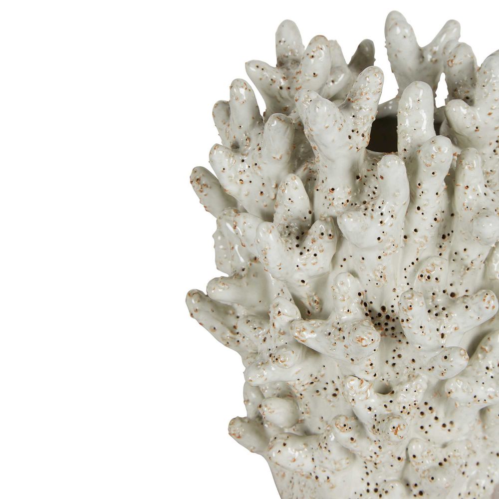 Sular Coral Ceramic Vase - White - Notbrand