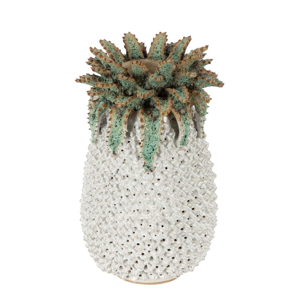 Pineapple Ceramic Vase - Green/White - Notbrand