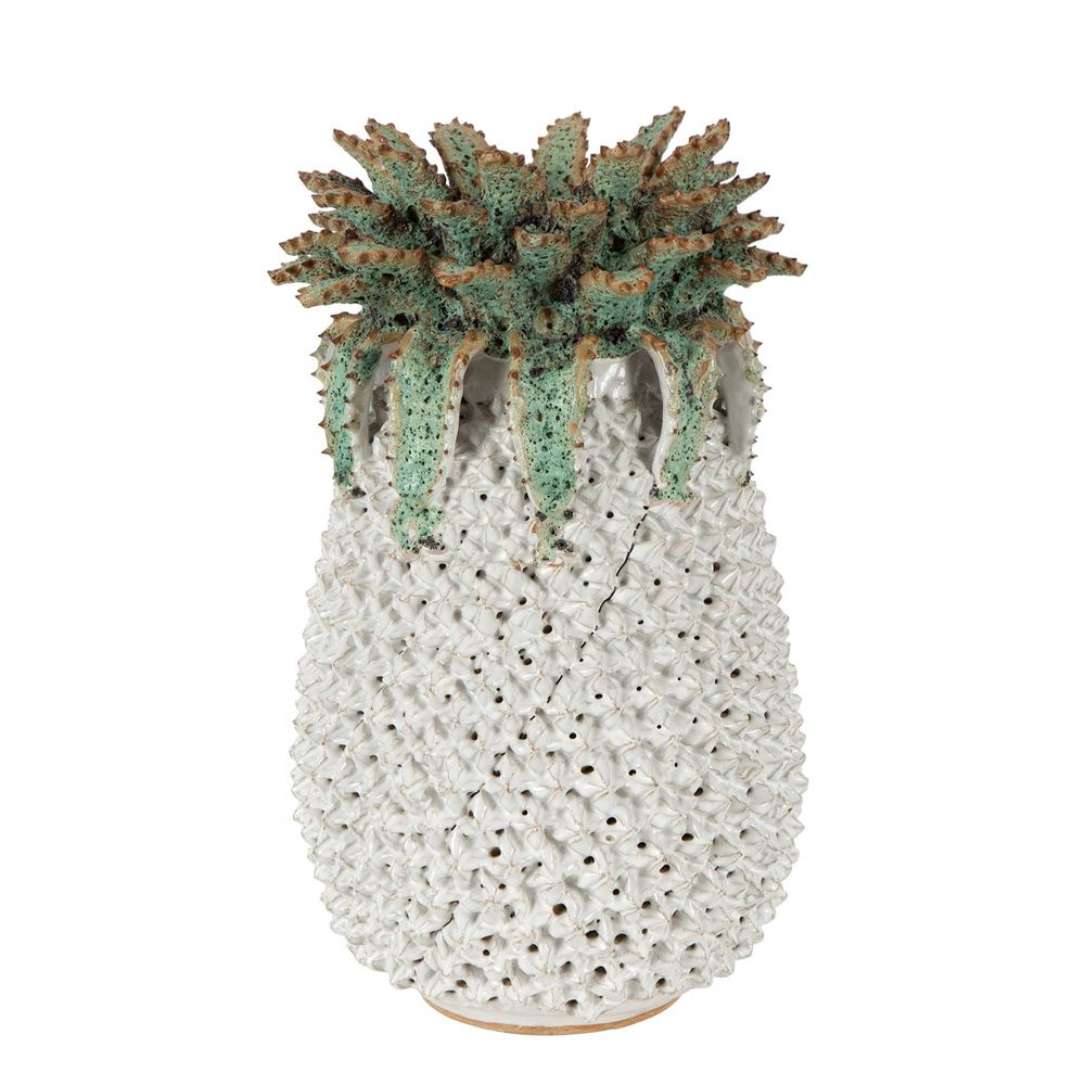 Pineapple Ceramic Vase - Green/White - Notbrand