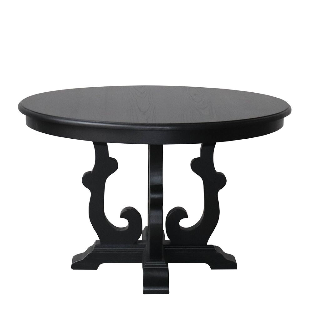 Arthur Oak Wooden Round Dining Table - Black - Notbrand