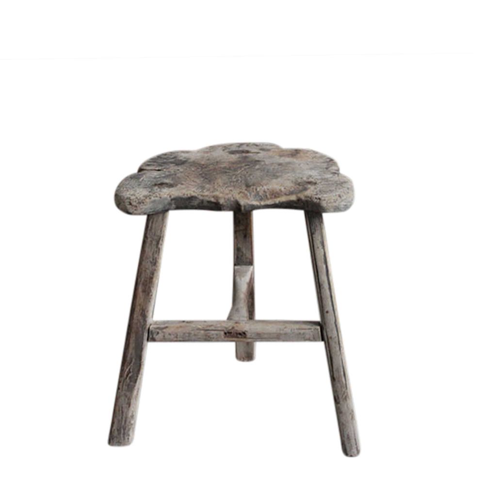 Shanxi Elm Wood Antique Stool In Natural - No.4 - Notbrand