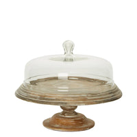 Bessie Glass Cloche With Wooden Base - Natural - Notbrand