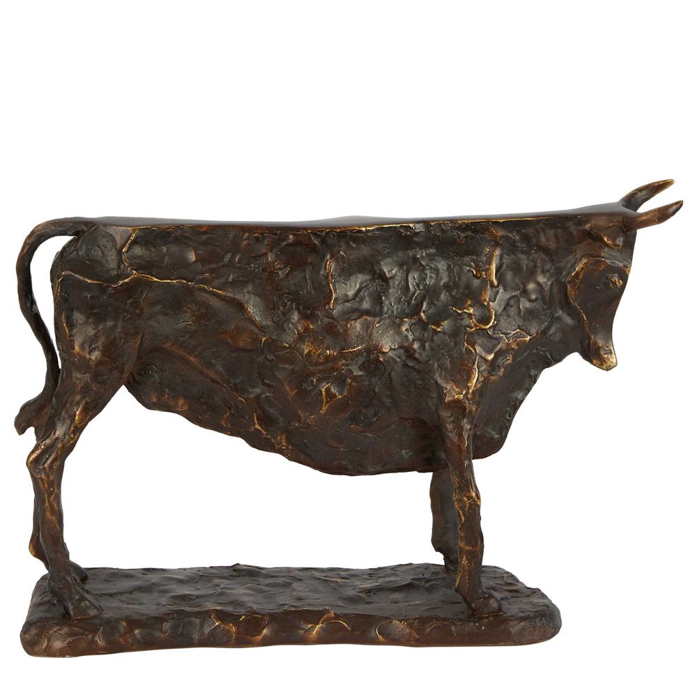 Earl Polyresin Bull Sculpture In Bronze - Large - Notbrand