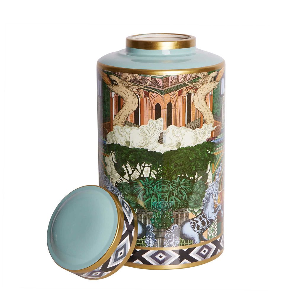 Akira Porcelain Jar In Multicolour - Large - Notbrand