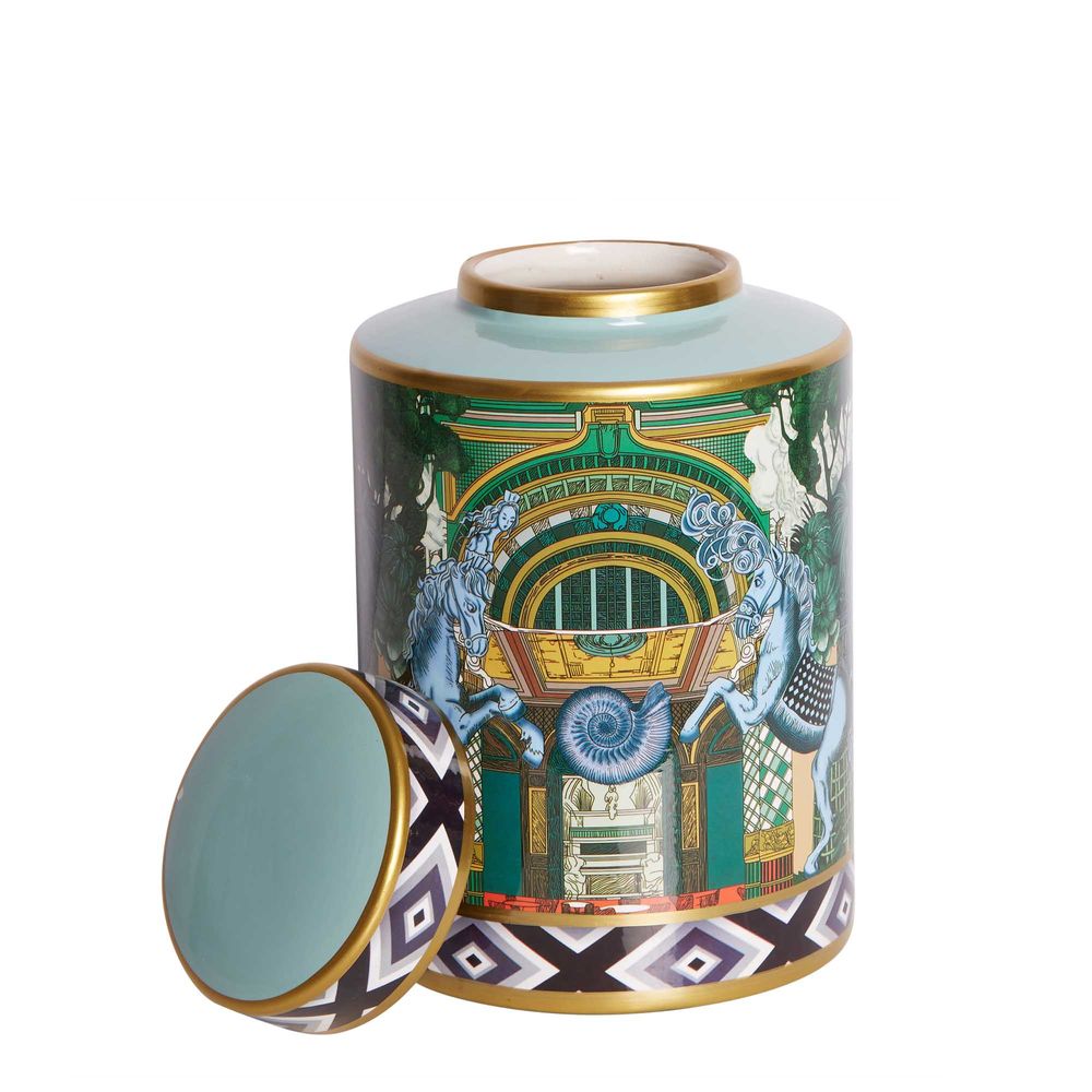 Akira Porcelain Jar In Multicolour - Small - Notbrand