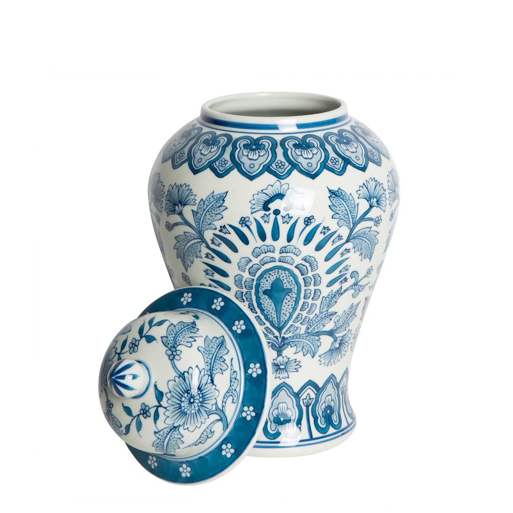 Peacock Porcelain Ginger Jar In Blue - Small - Notbrand