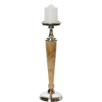 Atlas Aluminium Wooden Candle Holder In Natural - Large - Notbrand