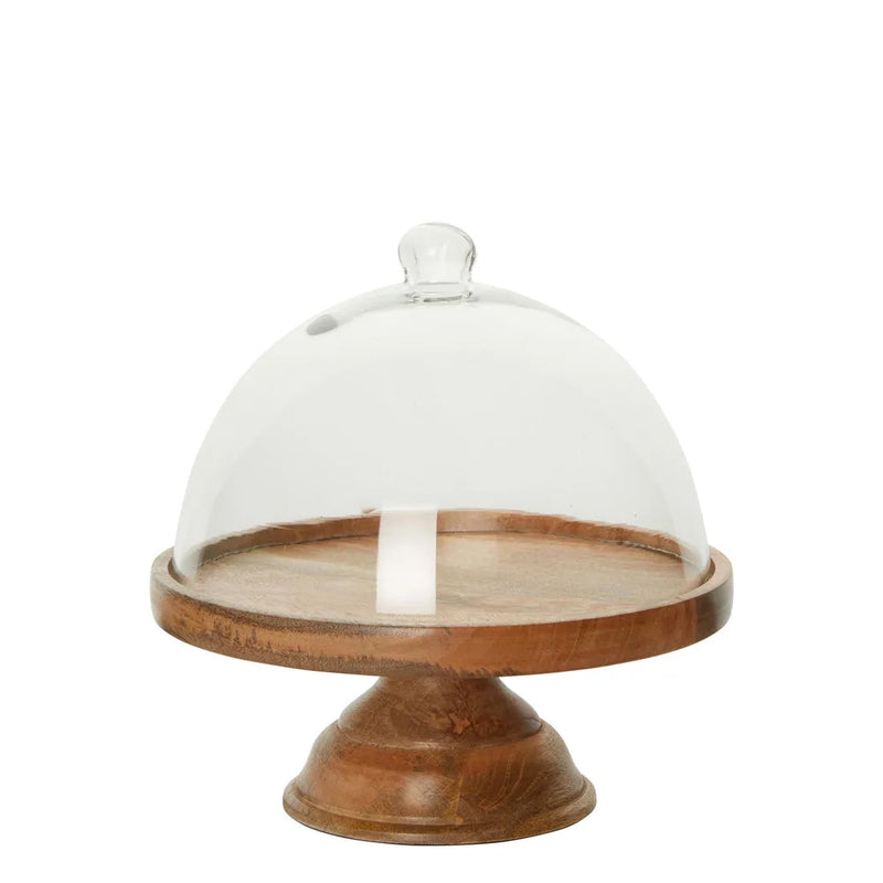 Alicia Glass Cloche Cover With Wooden Base - Large - Notbrand