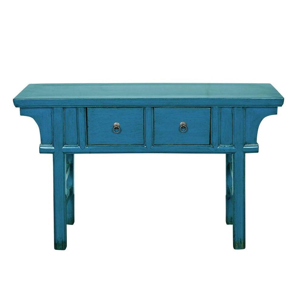 Kalio Elm Wooden 2 Drawer Console - Teal Green - Notbrand