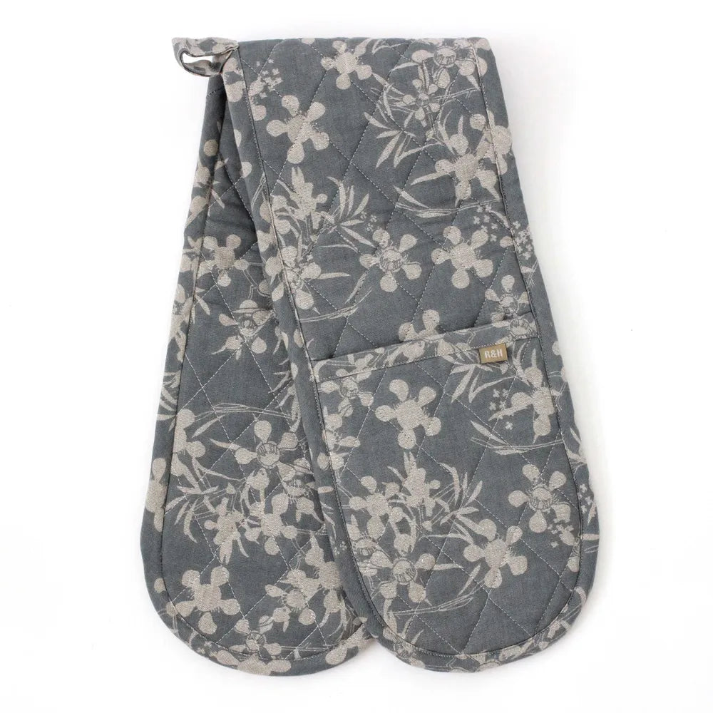 Set of 3 Myrtle Chambray Double Oven Glove - Slate - Notbrand