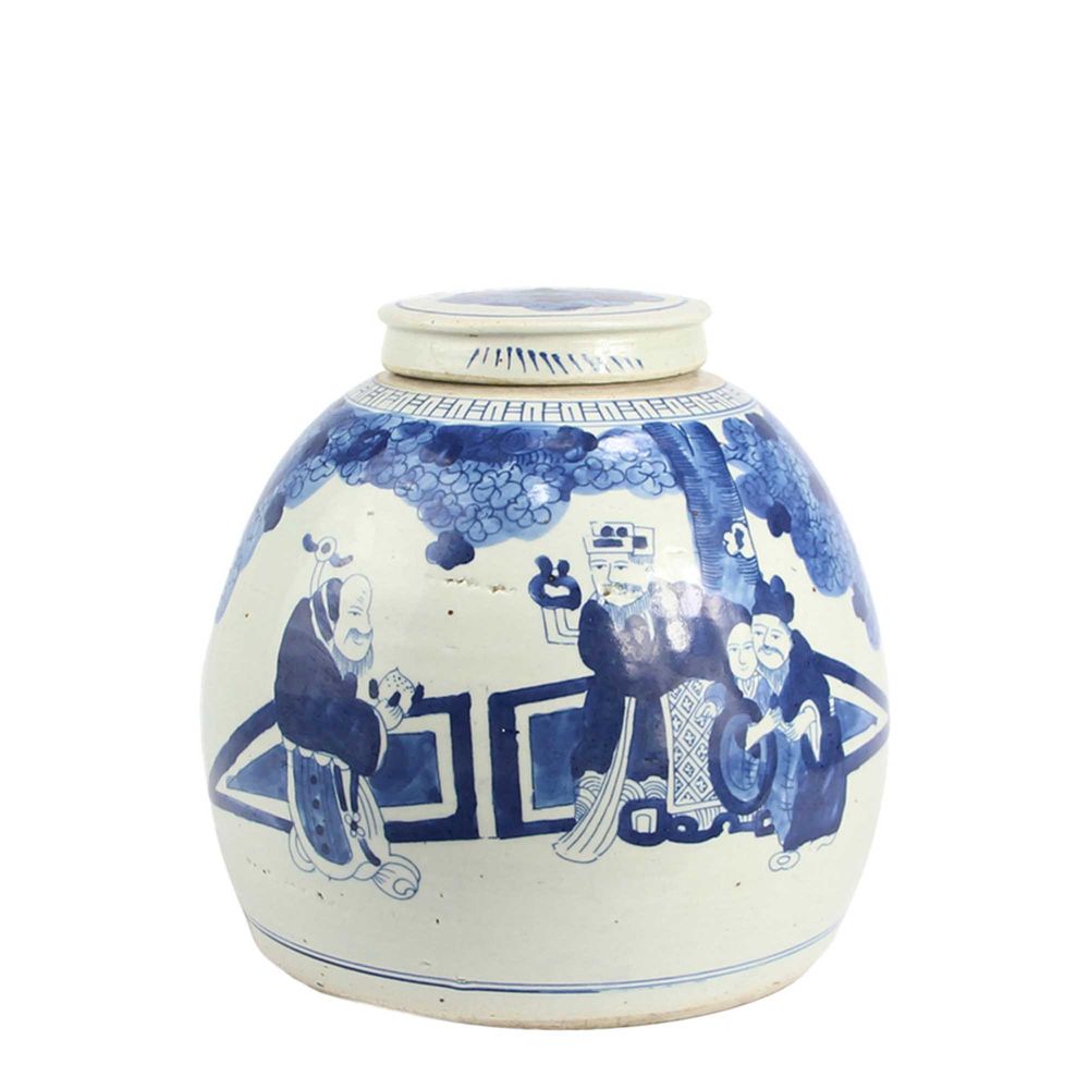 Niao Ceramic Round Jar In Blue - Small - Notbrand