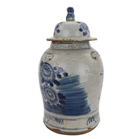 Lotus Porcelain Lidded Ginger Jar In Blue - Large - Notbrand