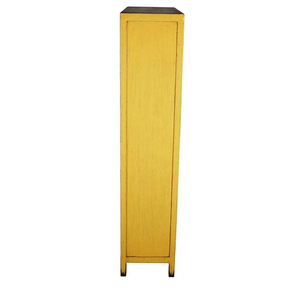 Sunflower Recycled Elm Wooden 2 Door 2 Drawer Cabinet - Yellow - Notbrand