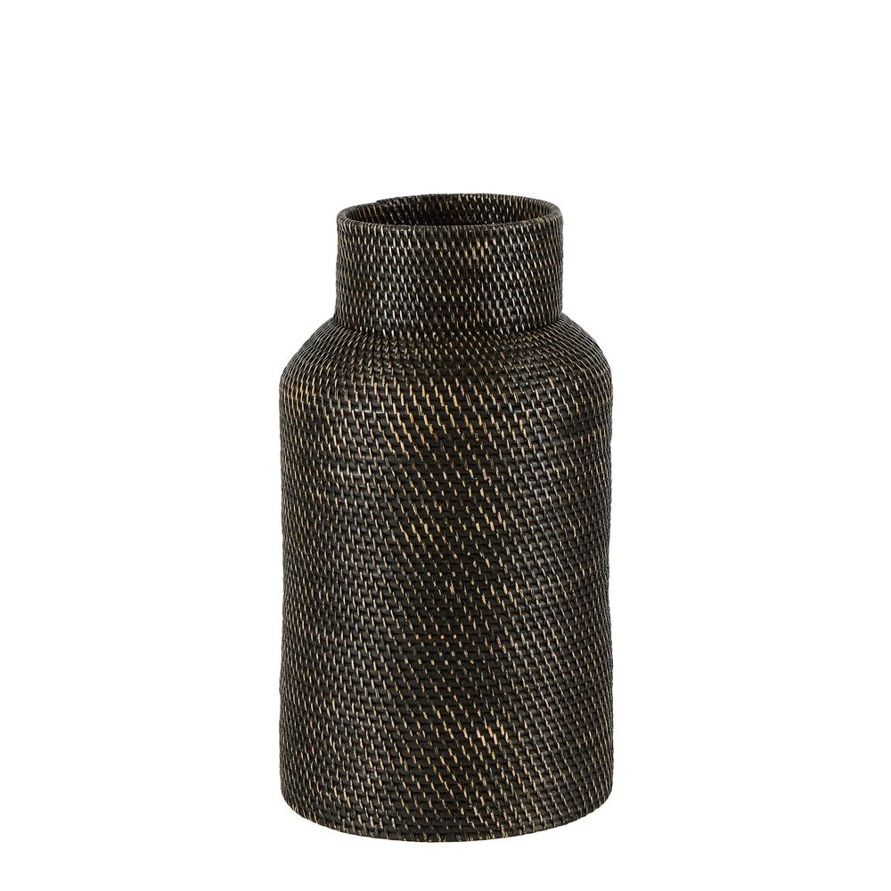 Harta Rattan Woven Basket In Black - Small - Notbrand