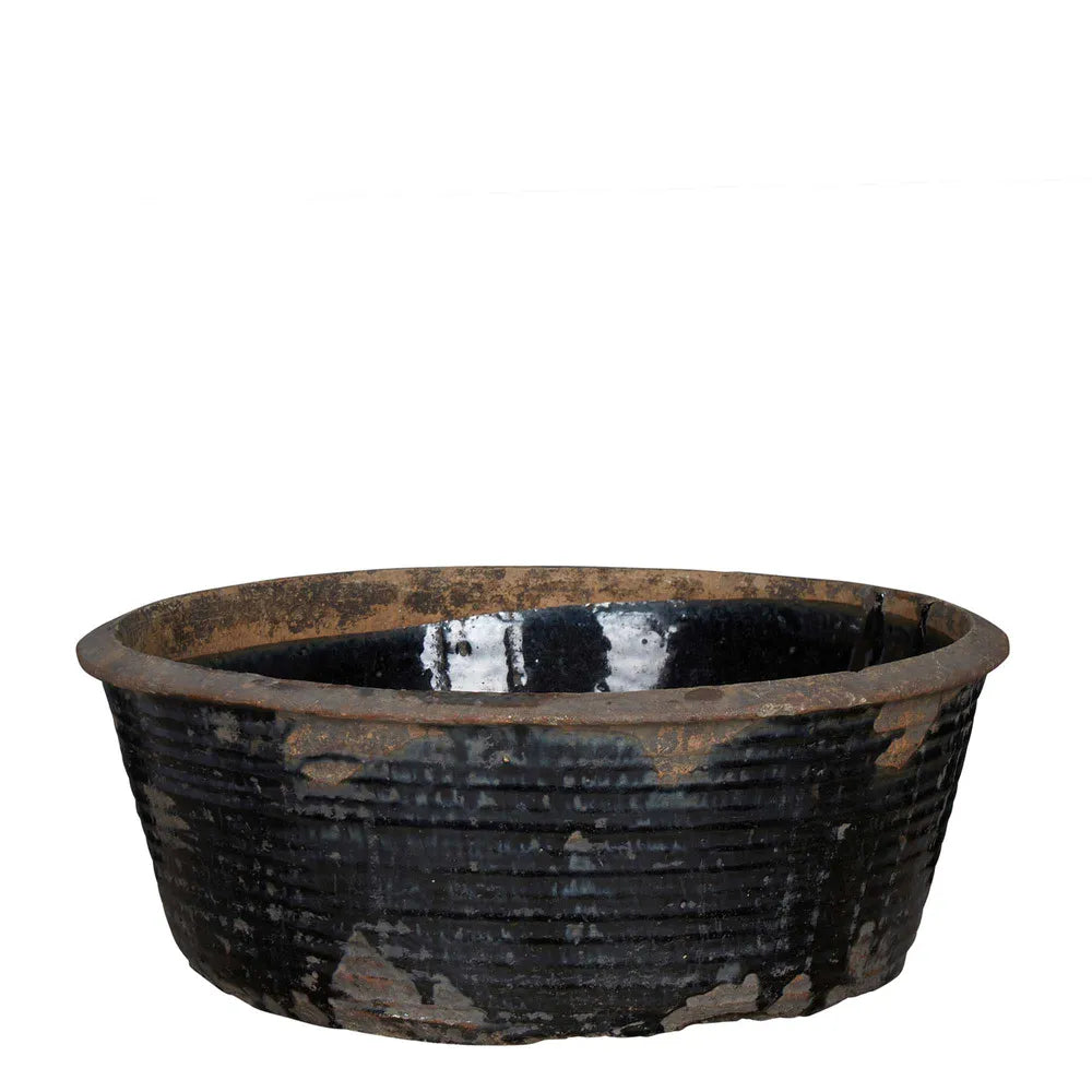 Shanxi 120 Year Antique Terracotta Basin - Black - Notbrand