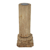 Raj Teak Wood Pillar Candle Stand - Light Timber - Notbrand