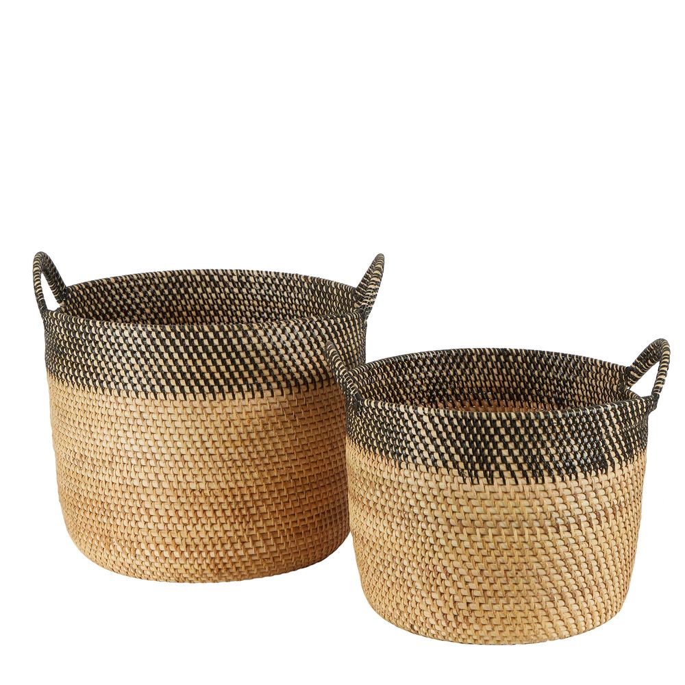 Raja Rattan Woven Basket Set Of 2 - Natural - Notbrand