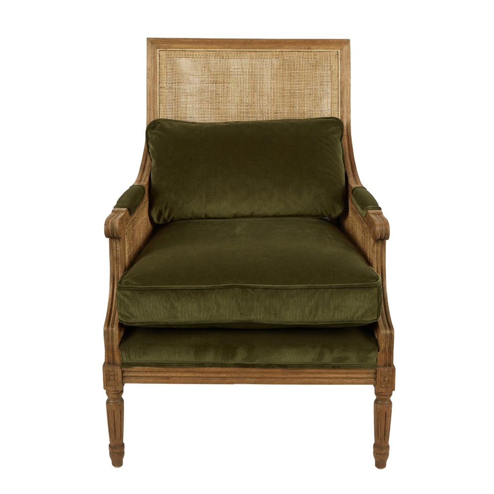 Hicks Caned Armchair Olive Green Pre-order - Notbrand