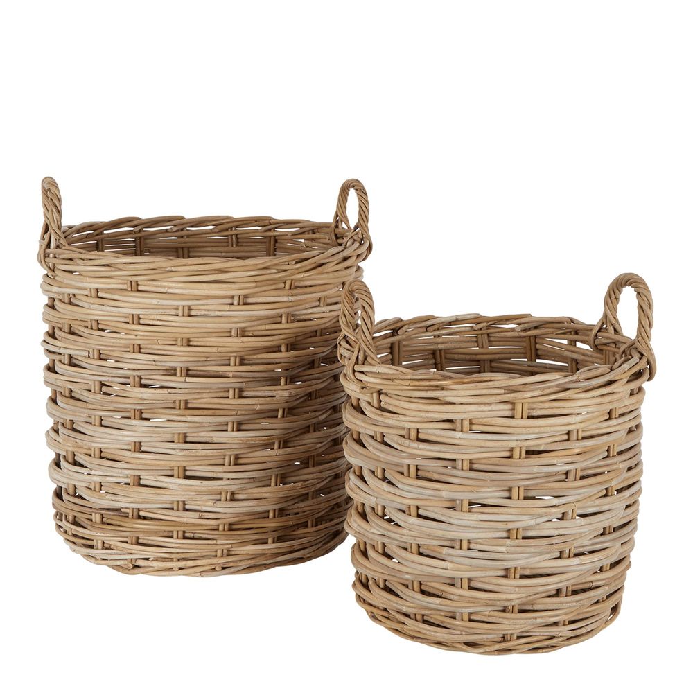 Mascal Rattan Basket Set Of 2 - Grey - Notbrand