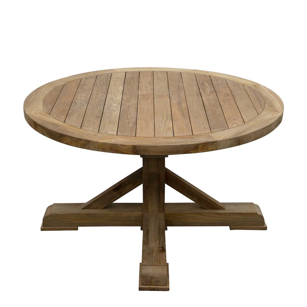 Xena Recycled Teak Wood Outdoor Round Table - Natural - Notbrand