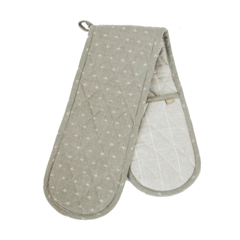 Set of 3 Wild Bee Chambray Double Oven Glove - Sage - Notbrand