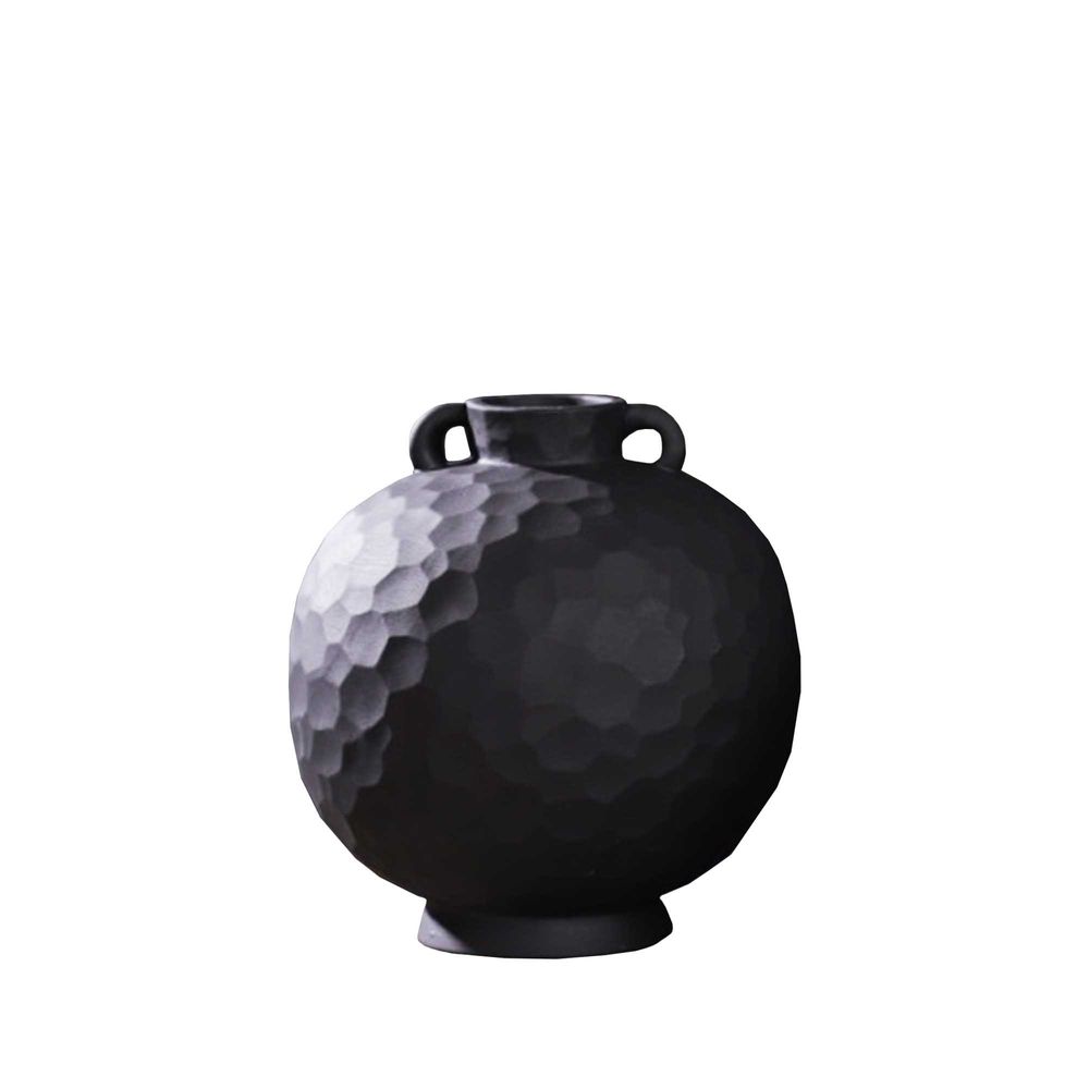 Jett Round Terracotta Vase In Black - Medium - Notbrand