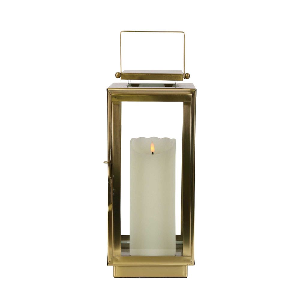 Amalfi Steel Hurricane Lantern In Gold - Small - Notbrand