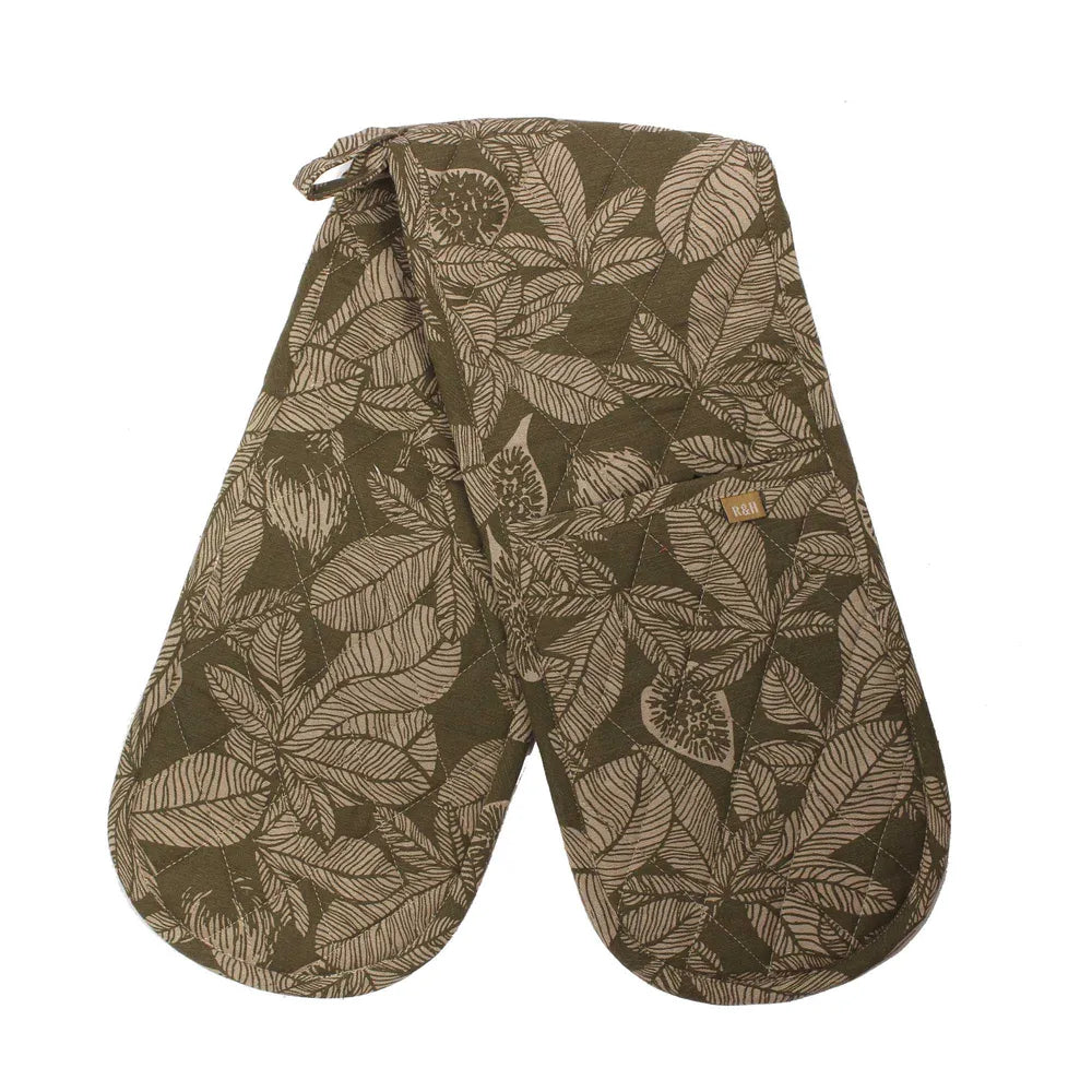 Set of 3 Fig Tree Cotton Double Oven Glove - Burnt Olive - Notbrand